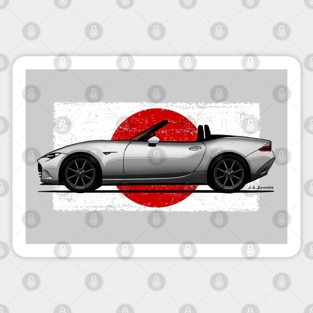 The amazingly cool japanese roadster with japanese flag background Sticker by jaagdesign